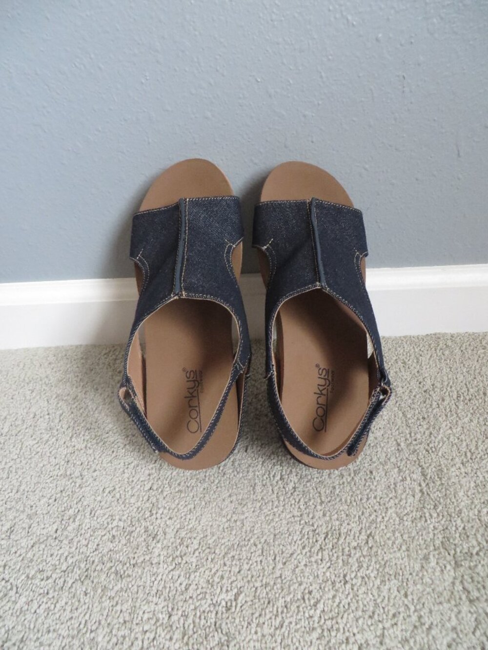 Corkys footwear womens carley wedges sandals size 8 dark blue denim - Picture 5 of 12